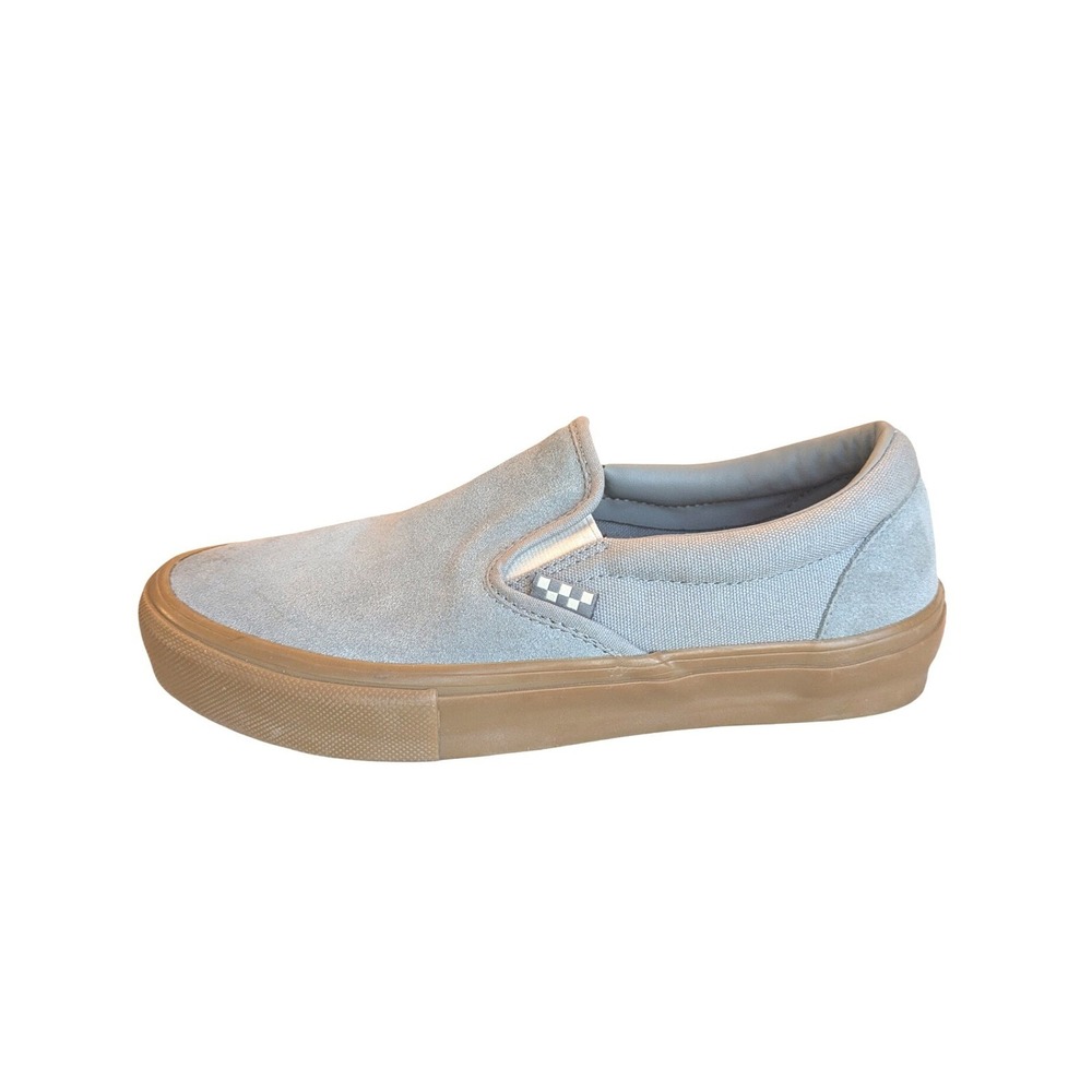 Vans Skate Slip-On Mens 8.5 Gray Blue Gum Suede Canvas PopCush Sneakers 721454